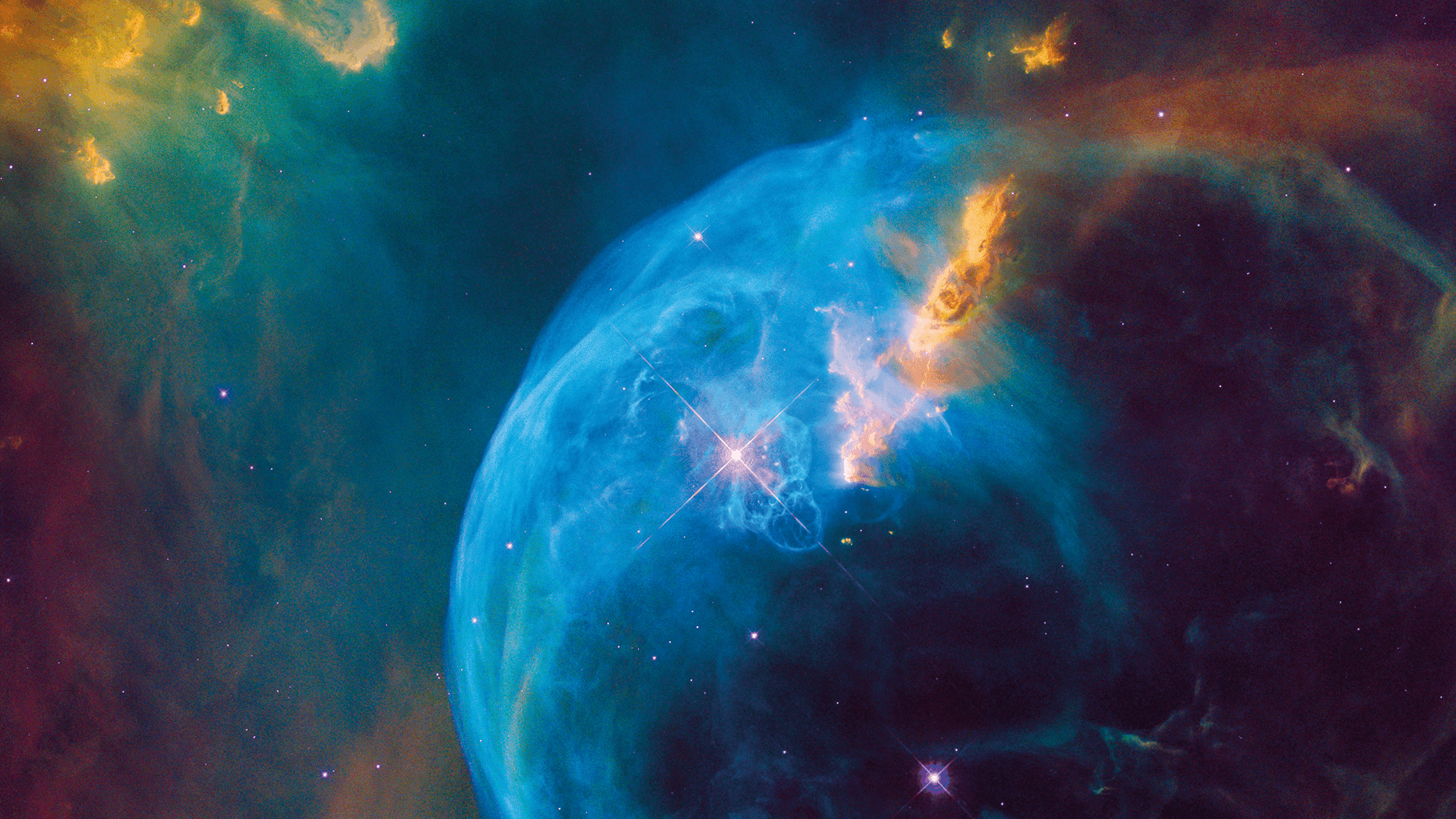 Weltraum-Foto eines entstehenden Planeten mit leuchtenden Sternen